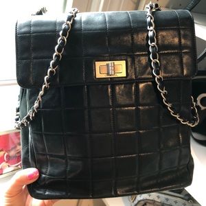 CHANEL Lambskin Chocolate Bar Accordion Flap Black